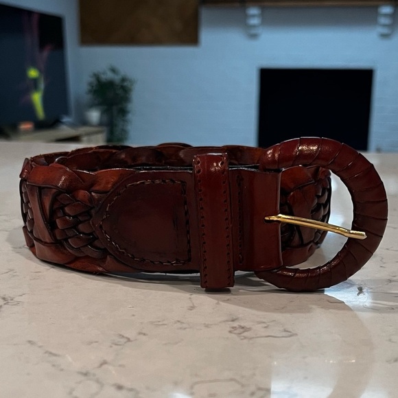 HAROLD’S Vintage Woven Leather Belt Made in Italy Size Medium - Picture 2 of 7